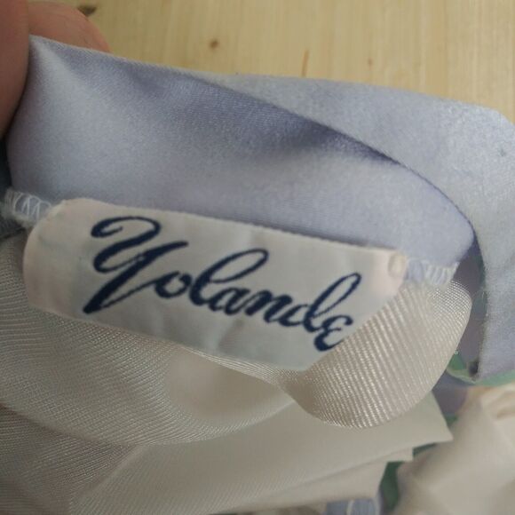 Yolande Nightgown Women's Large - Lavender - Mint Green Floral - Nylon - Vintage - Picture 7 of 7